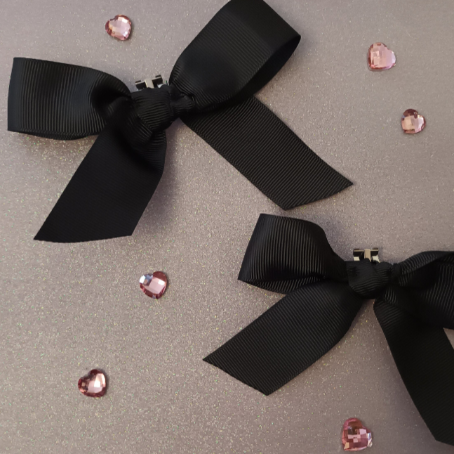 Black bow shoe clips for school shoes 