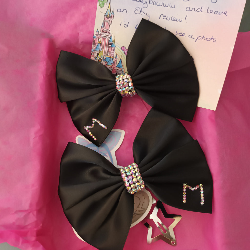 Black croc bow charms 