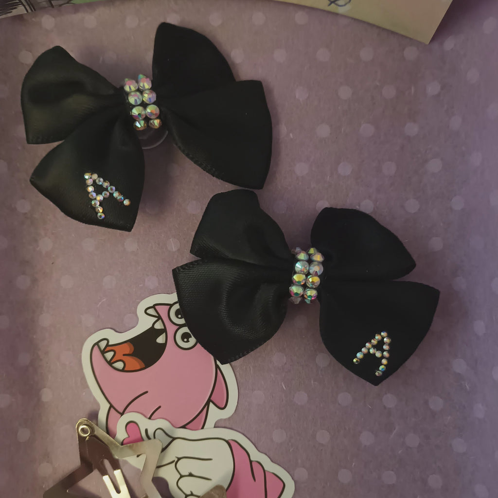 Black croc bow charms 