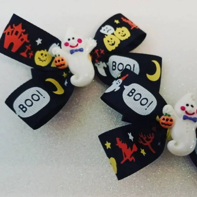 Halloween ghost hair bow clip