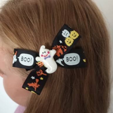 Halloween ghost hair bow clip
