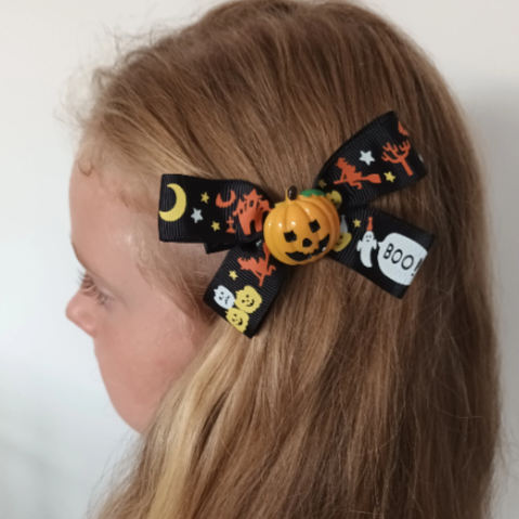 Halloween pumpkin hair bow clip