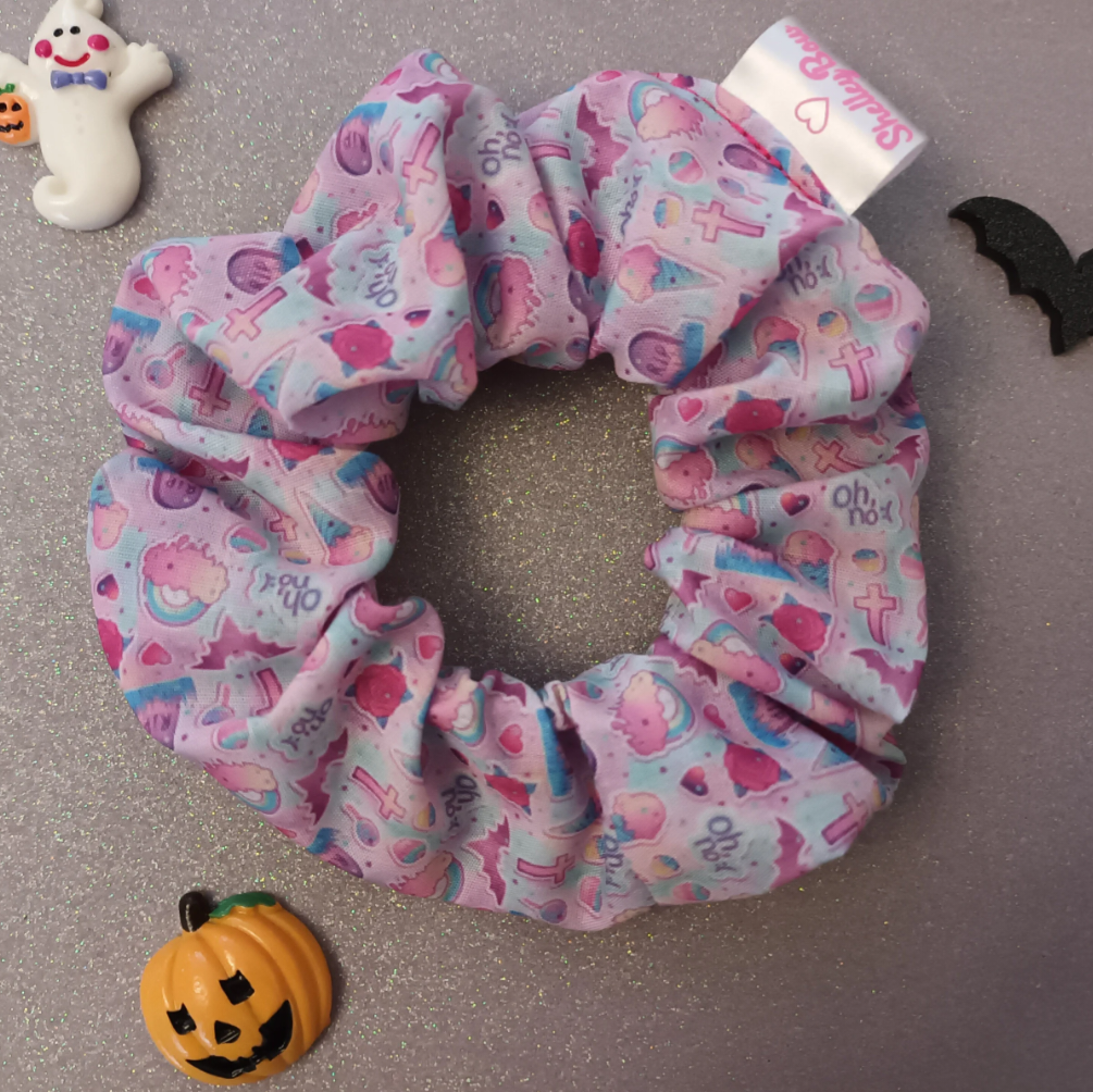 Pastel goth print hair scrunchie 
