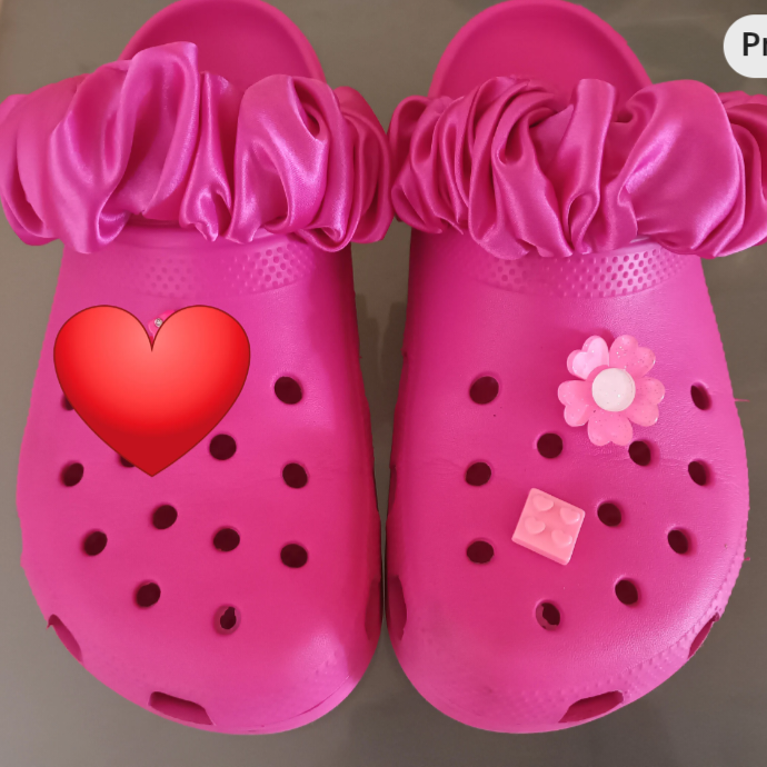 Pink satin croc strap scrunchies 