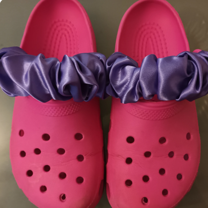 Purple satin croc strap scrunchies