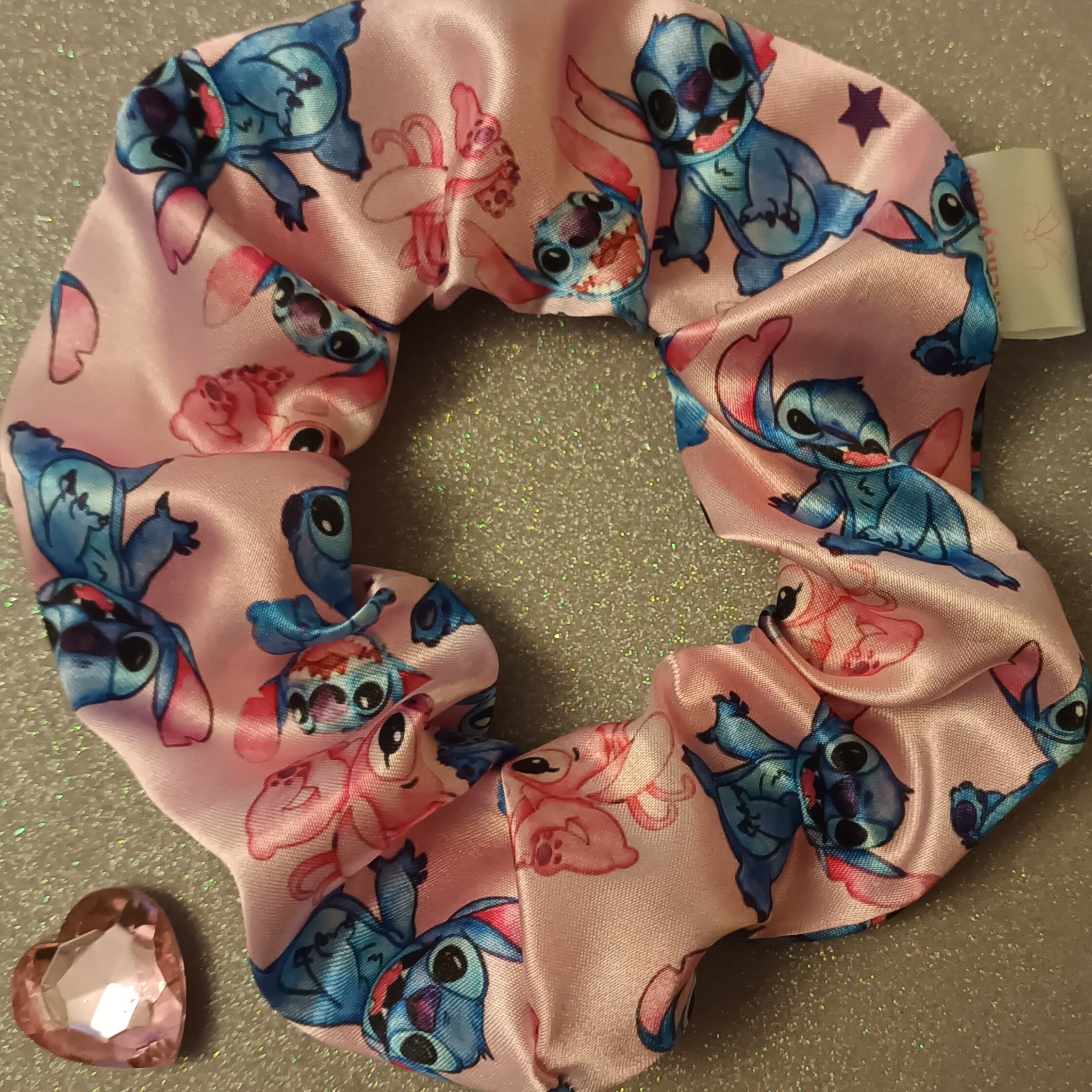Disney stitch & angel hair scrunchie 
