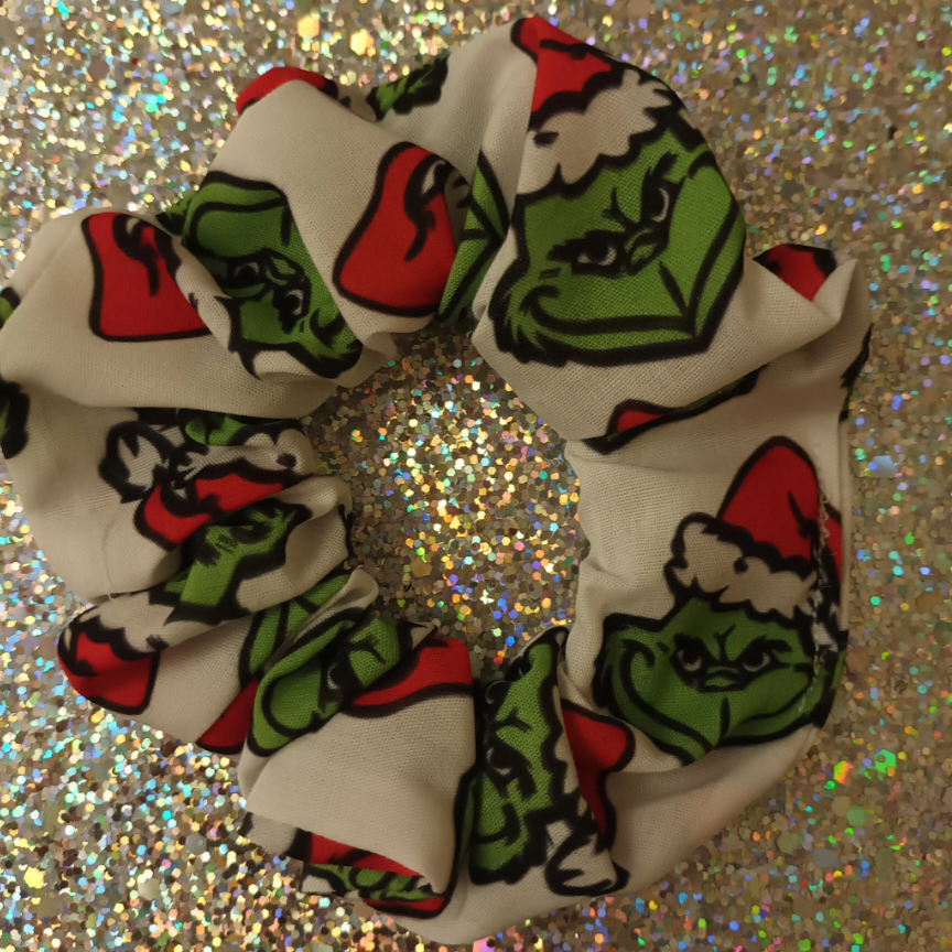 Christmas Grinch hair scrunchie 