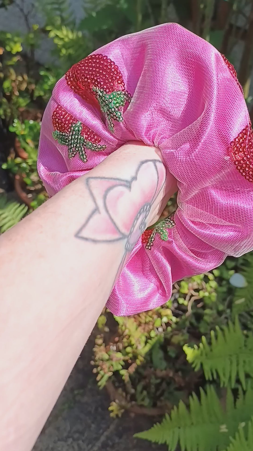 Strawberry sequin scrunchie