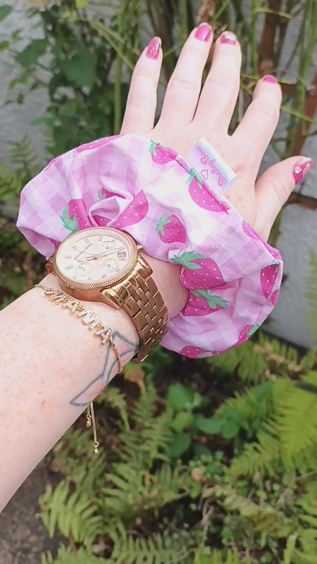 Strawberry print scrunchie